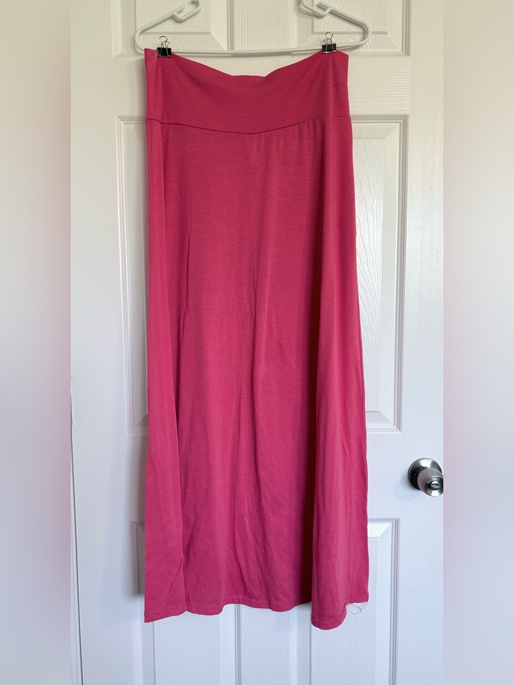 DownEast Fuchsia Fold-Over Waist Maxi Skirt
